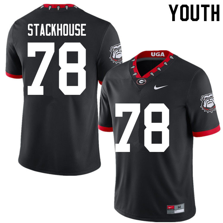 Georgia Bulldogs Youth Nazir Stackhouse #78 Black 2020 Mascot 100th Anniversary Stitched College UGA Football Jersey 23ZA012GW